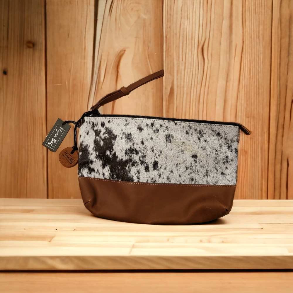 Jacksbarrow Leather Hairon Bag in Black Wristlet